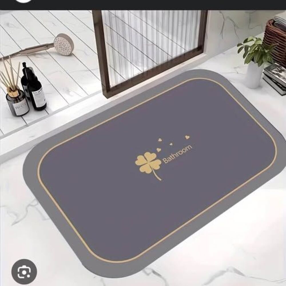 Gray and Gold Bath Mat